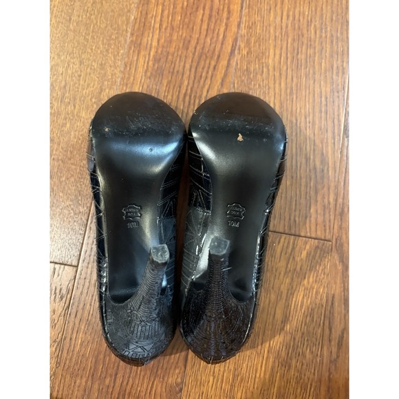 White House | Black Market Black Peep Toe Heels Size 10M with Leather Sole - Picture 10 of 10